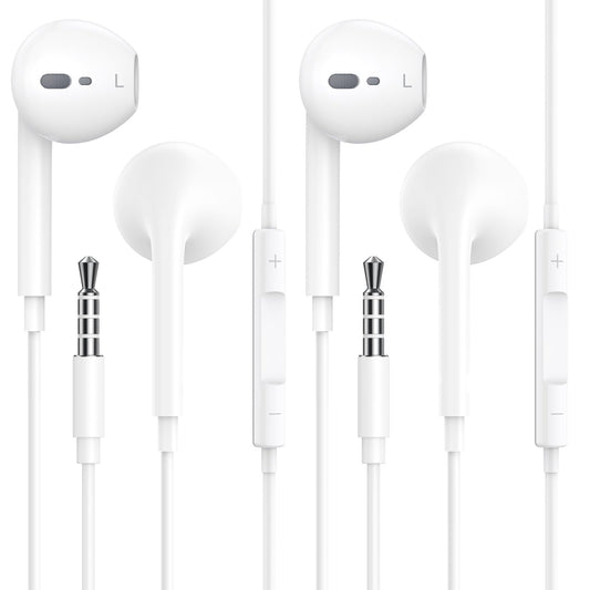 In-Ear Kopfhörer mit Kabel, 2 Pack 3,5mm Klinke Ohrhörer mit Mikrofon und Lautstärkeregler, Noise Cancelling Kopfhoerer für Samsung, iPad, Xiaomi, MP3/4, Huawei, iPhone 6/5/SE, usw 3.5mm Audiogeräte