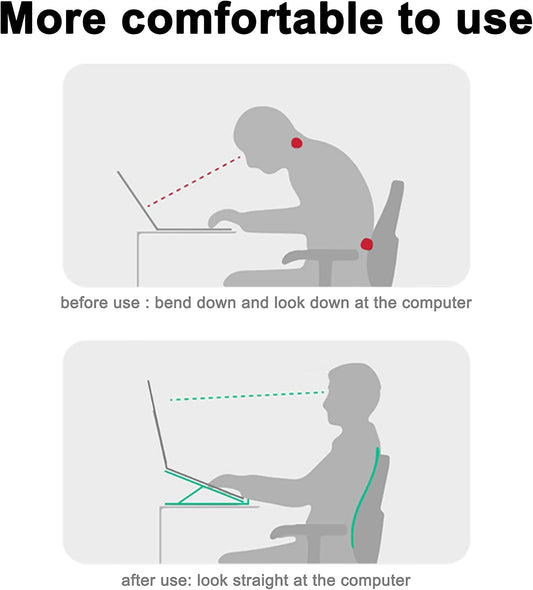 AiTodos® Laptop Ständer, Aluminiumlegierung, Laptop Ständer 6 Gänge Anpassen, Leicht, rutschfest, Faltbarer Tragbarer, Laptopständer - Einfache Wärmeableitung