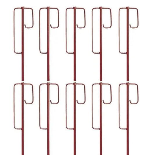 KRUSE 10 x Laterneneisen mit UVV-Bügel - 125 cm Ø 12 mm- Absperrleinenhalter Berliner Modell, angeschmiedete Spitze - rot tauchlackiert