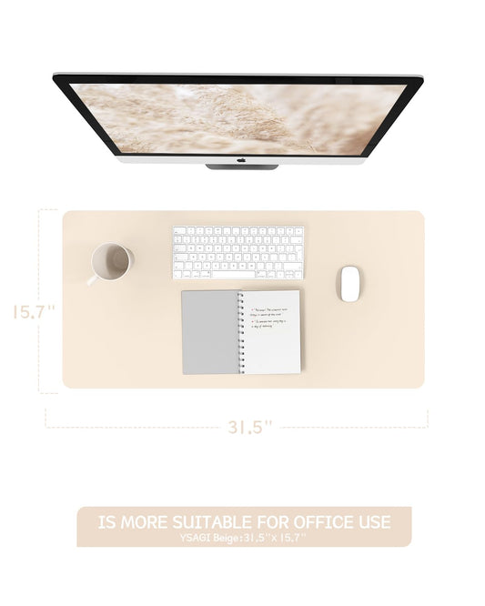 YSAGi Schreibtischunterlage, Mauspad mit Leder und Rutchfeste Wildleder, Multifunktionales Office Mousepad Laptop Schreibunterlage, Tischschutz Unterlage für Büro/Home-Office (Beige, 80x40cm)