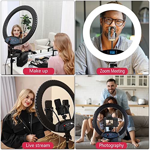 LED-Ringlicht mit Stativständer, Selfie-Ringlicht, 48,3 cm, LCD-Display, Touchscreen, dimmbares Licht für Make-up, Studio, Porträt, Vlog, Videoaufnahmen, mit Tragetasche und Fernbedienung, CRI>97