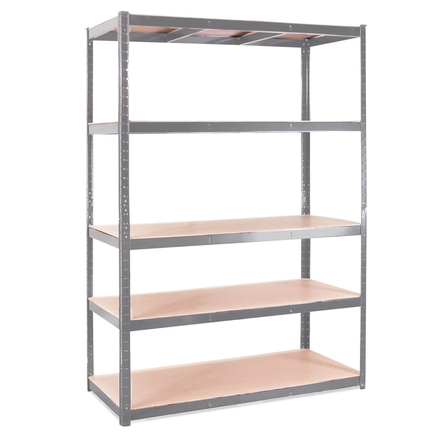 Graues G-Rack Schwerlastregal 180x120x60 cm mit 5 MDF-Böden und 175 kg Tragkraft pro Ebene, robustes Metall-Steckregal für Garage, Werkstatt oder Lager mit rutschfesten Gummifüßen