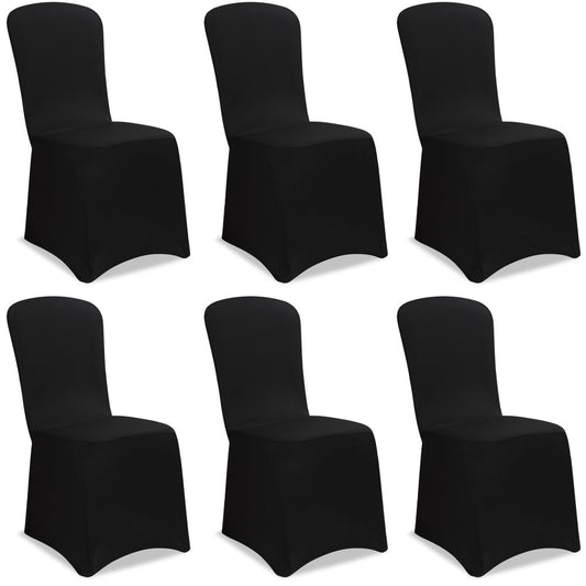 Deuba® Stuhlhussen 6er Set Schwarz Stretch Dehnbar 30°C Waschbar Hochzeit Stuhlbezug Hussen für Stühle Bezug Überzug Esszimmerstühle ohne Armlehne