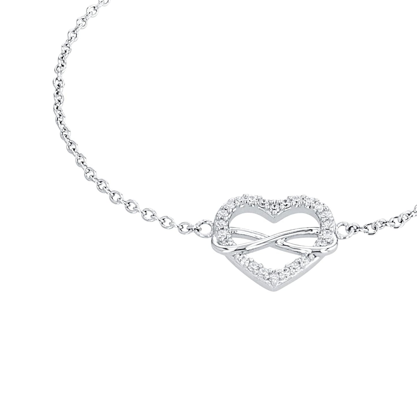 s.Oliver Armband 925 Sterling Silber Damen Armschmuck, mit Zirkonia synth., 17+3 cm, Silber, Infinity, Kommt in Schmuck Geschenk Box, 2020972