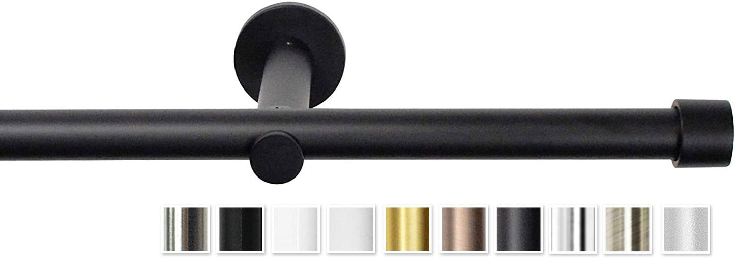 Rollmayer elegant und modern metall Schwarz Matt Vorhangstange/Gardinenstange Ø 19mm Rohr (120cm Crux, im Schwarz Matt, 1-läufig) verschiedene Größen und Endstücken. Ohne Ringe!