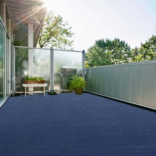 Midori Rasenteppich | Balkonteppich 200 x 450 cm in Blau | Robuster & witterungsbeständiger Kunstrasen-Teppich mit Drainage-Noppen für Balkon Terrasse Outdoor
