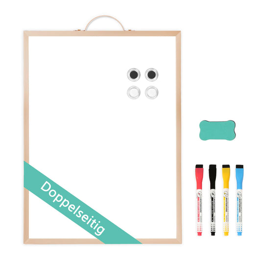 QUEENLINK Doppelseitiges Magnetisches Whiteboard, 30 x 40cm Dry Erase Board für die Wand, Kleine Goldene Aluminiumrahmen Tafel mit Halterung, Tragbare Tafel für Haus Küche Büro