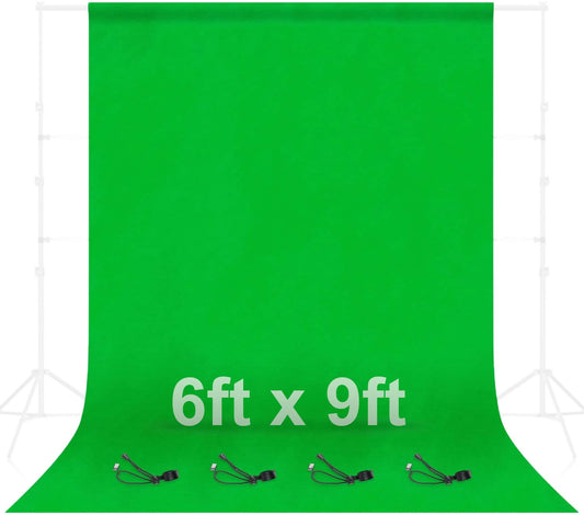 EMART Green Screen 1,8 x 2,8m Fotostudio Hintergrund Faltbare Greenscreen Stoff 100% Reiner Musselin Grüne Tuch mit 4 Clips für Produkt Porträt Video Fotografie