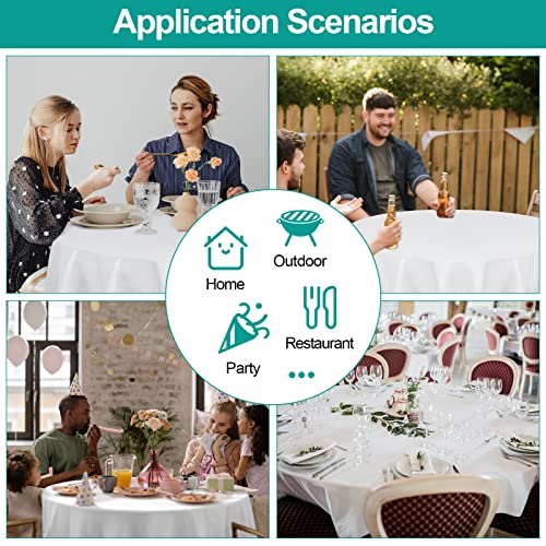 EMART Runde Tischdecke, 120 Zoll Durchmesser, Weiß, 100 % Polyester, Bankett, Hochzeit, Party, Picknick, Kreis, Tischdecken (1 Packung)
