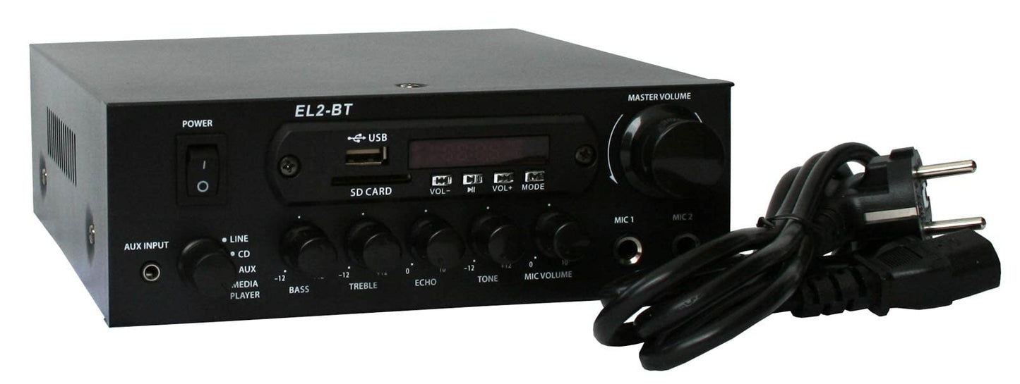 E-Lektron EL-2BT HiFi Stereo Class-D Verstärker mit Bluetooth/FM-Radio / MP3 / Karaoke