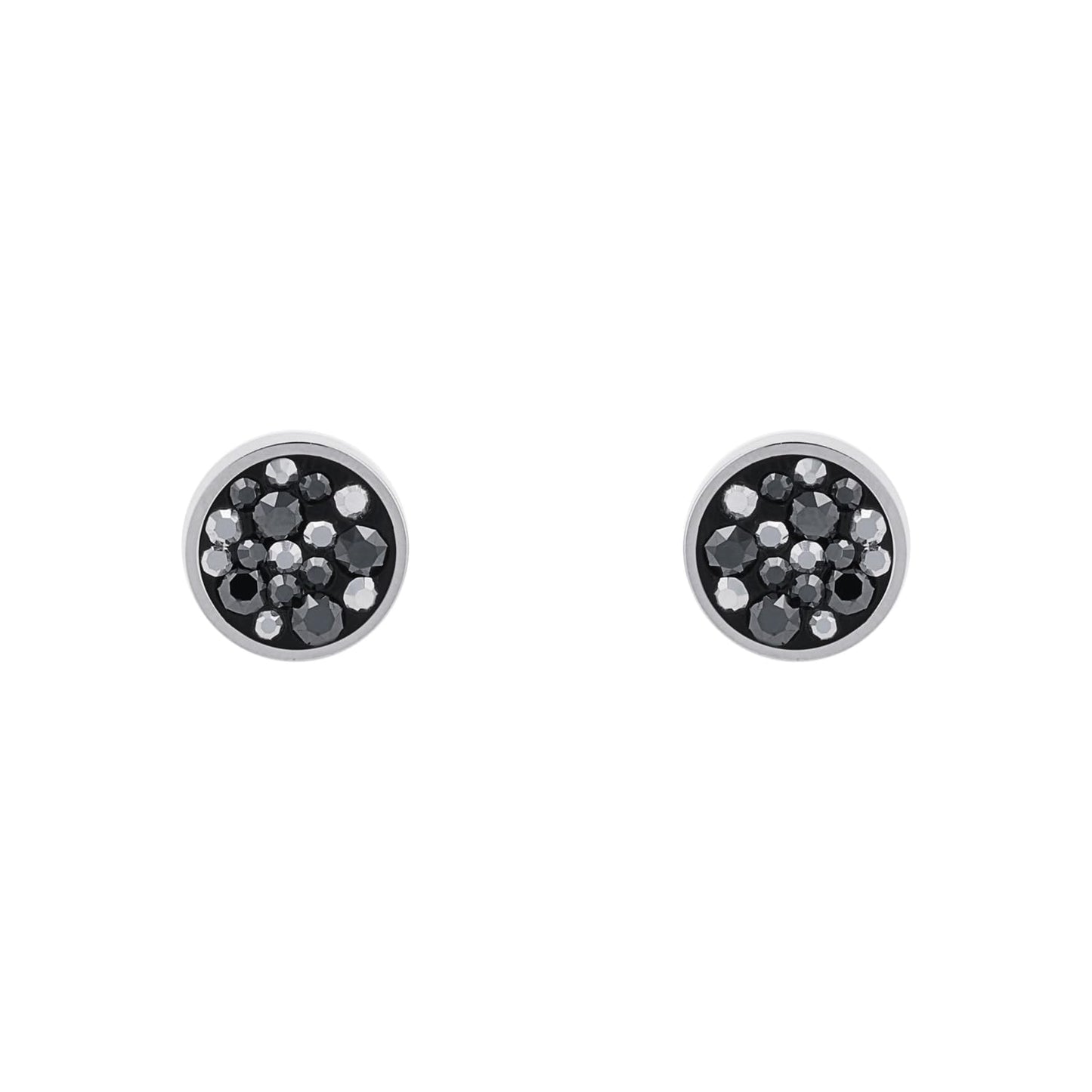 s.Oliver Ohrstecker Edelstahl Damen Ohrschmuck, mit Kristall, 1 cm, Grau, Kommt in Schmuck Geschenk Box, 9239467