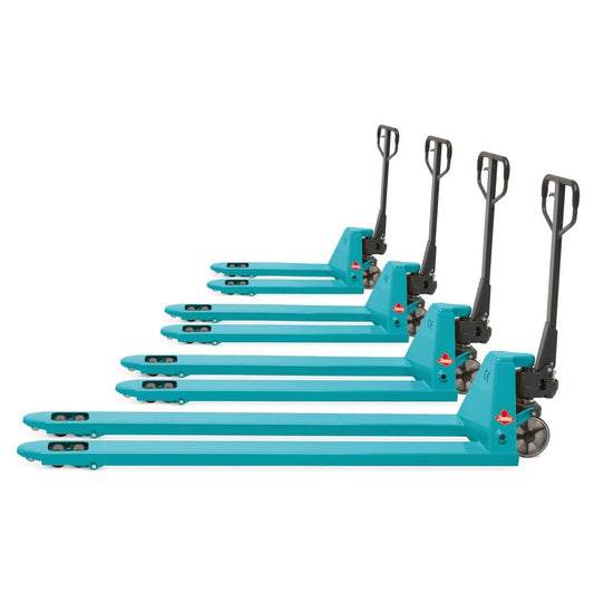 Ameise Handhubwagen PTM 2.0 | 2.000 kg Tragkraft | 2.000 mm Gabellänge | Lenkrad/Gabelrolle aus robustem Polyurethan | Tandem-Gabelrollen | Palettenhubwagen | Gabelhubwagen | Hubwagen