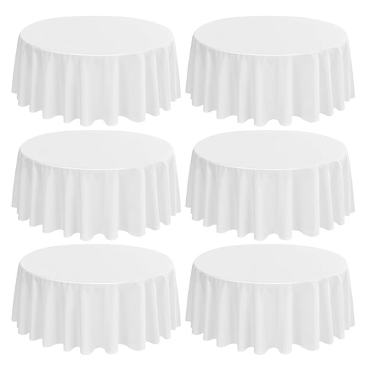 6er-Pack weiße runde Tischdecken, 120 Zoll/ 305 cm Polyester-Stoff-Tischdecke, waschbare Stoff-Tischdecke für Hochzeitsbankette, Restaurant-Buffet-Partys und Camping