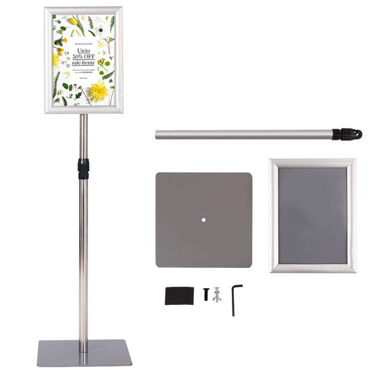 COSTWAY Infoständer A4, Informationsständer höhenverstellbar, Plakatständer, Kundenstopper, Präsentationsständer, Werbeständer, Posterständer, Aufsteller (Silber)