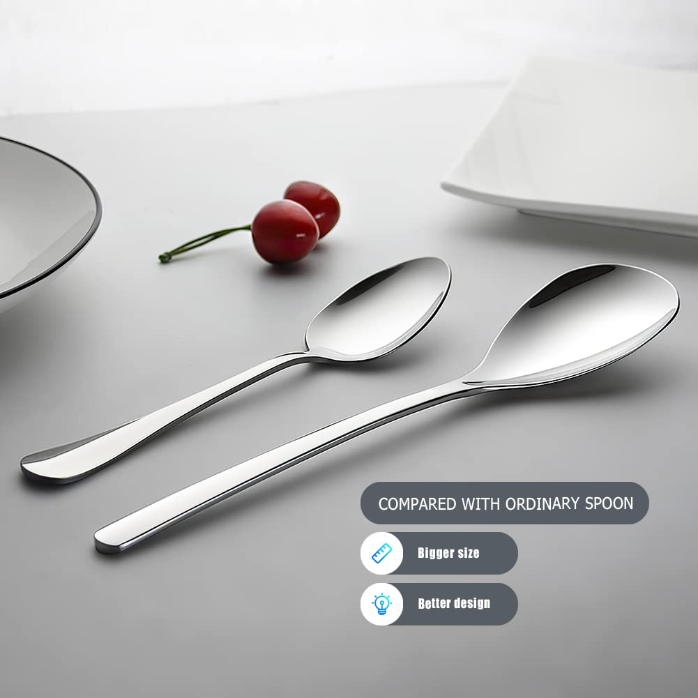 Schlitzlöffel Servierlöffel, 23,6 cm Edelstahl Salat-Servierlöffel, Nützlich Fortschrittlicher Skimmer, Großes Besteck-Set für Buffet, Party, Bankett, Kochen, Küche, 6er-Set