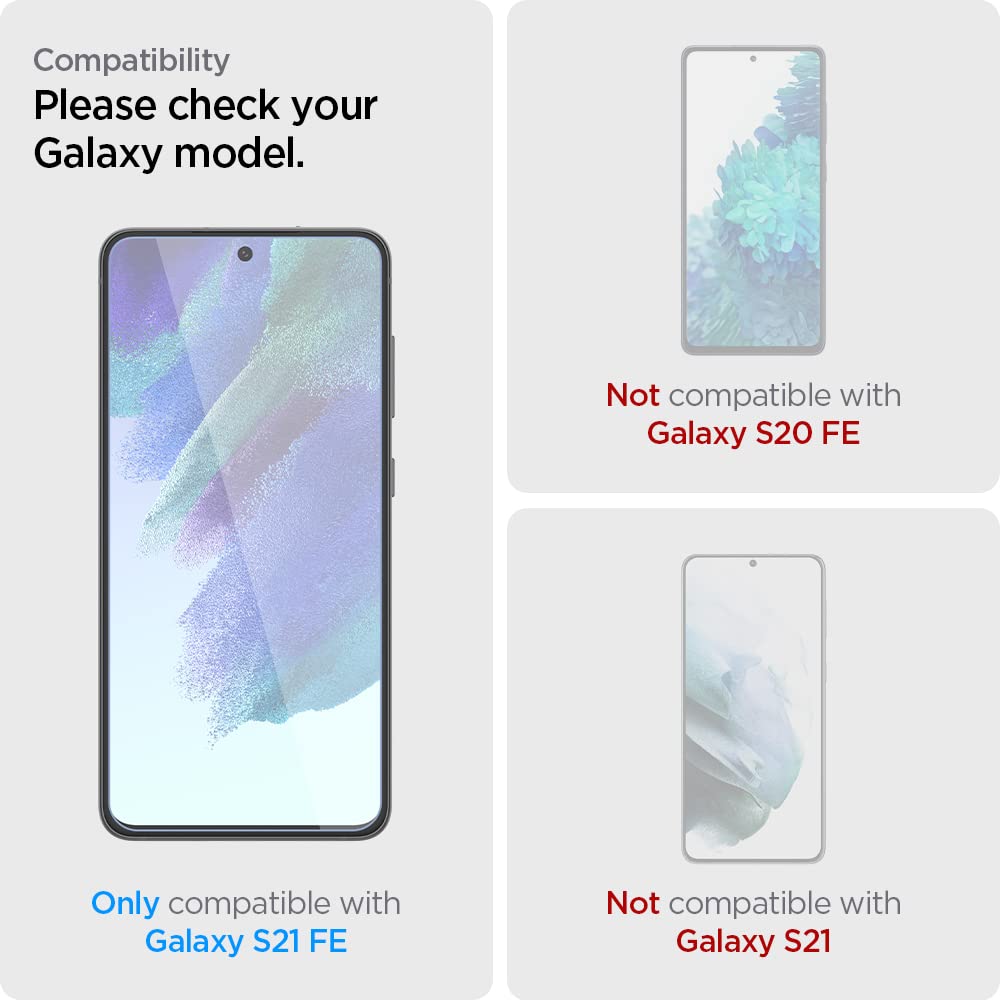 Spigen AlignMaster Schutzfolie kompatibel mit Samsung Galaxy S21 FE 5G, 2 Stück, Kratzfest, Hüllenfreundlich, Touch Reaktiv, 9H Härte Folie