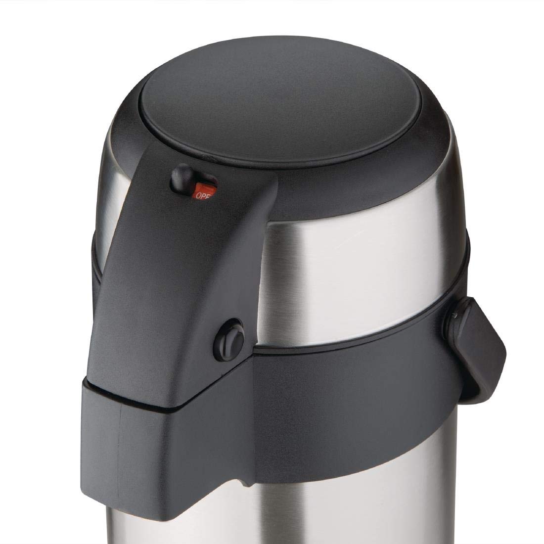 Olympia Pump Action Airpot Heißgetränkespender 5 Liter, Edelstahl, doppelwandig vakuumisoliert, Restaurant Frühstück Mittagessen Buffet und Heimgebrauch, Tee und Kaffee Thermos | DL164