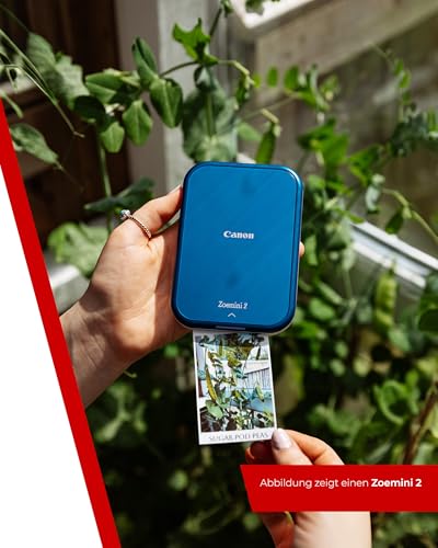 Canon Zoemini 2 Mini Fotodrucker mobil tragbar unterwegs Hosentasche Printing KIT (Fotodruck 5x7,6 cm, Smartphone + Tablet, eingebauter Akku) Marineblau [+ 20er Zink Druck-Set + 10er Circle Sticker]