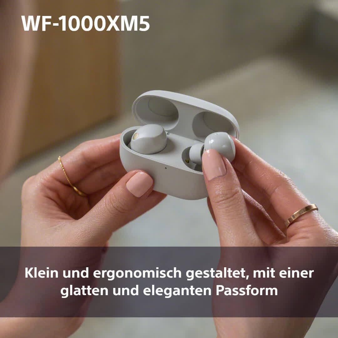 Sony WF-1000XM5 Kabellose Noise Cancelling Kopfhörer, Bluetooth, In-Ear-Kopfhörer, Mikrofon, bis zu 24 Stunden Akkulaufzeit, Schnellladefunktion, IPX4, iOS & Android kompatibel - Schwarz, klein