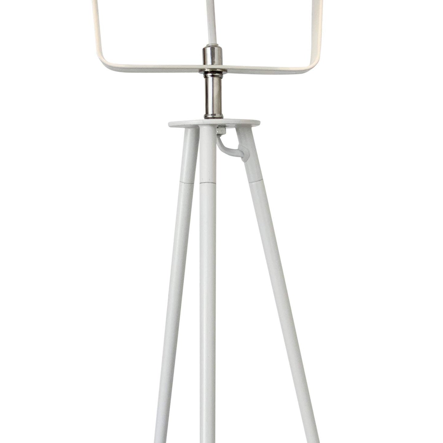 mojoliving Stehleuchte Stativ aus Metall für das Wohnzimmer Schlafzimmer Deko Tripod Retro Studio Design Stehlampe mit Dreifuss Gestell (Stativ Weiss Schirm Weiss)