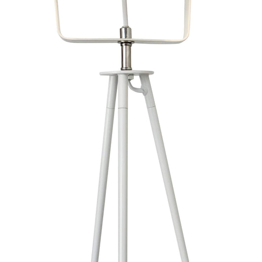 mojoliving Stehleuchte Stativ aus Metall für das Wohnzimmer Schlafzimmer Deko Tripod Retro Studio Design Stehlampe mit Dreifuss Gestell (Stativ Weiss Schirm Weiss)