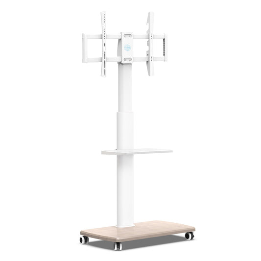 FITUEYES TV Bodenständer Rollbar mit Holzablage TV Standfuß TV Ständer Fernsehstand mit Rollen höhenverstellbar schwenkbar für 32 bis 70 Zoll Flachbildschirm bis zu 40kg. Max. VESA. 400 * 600