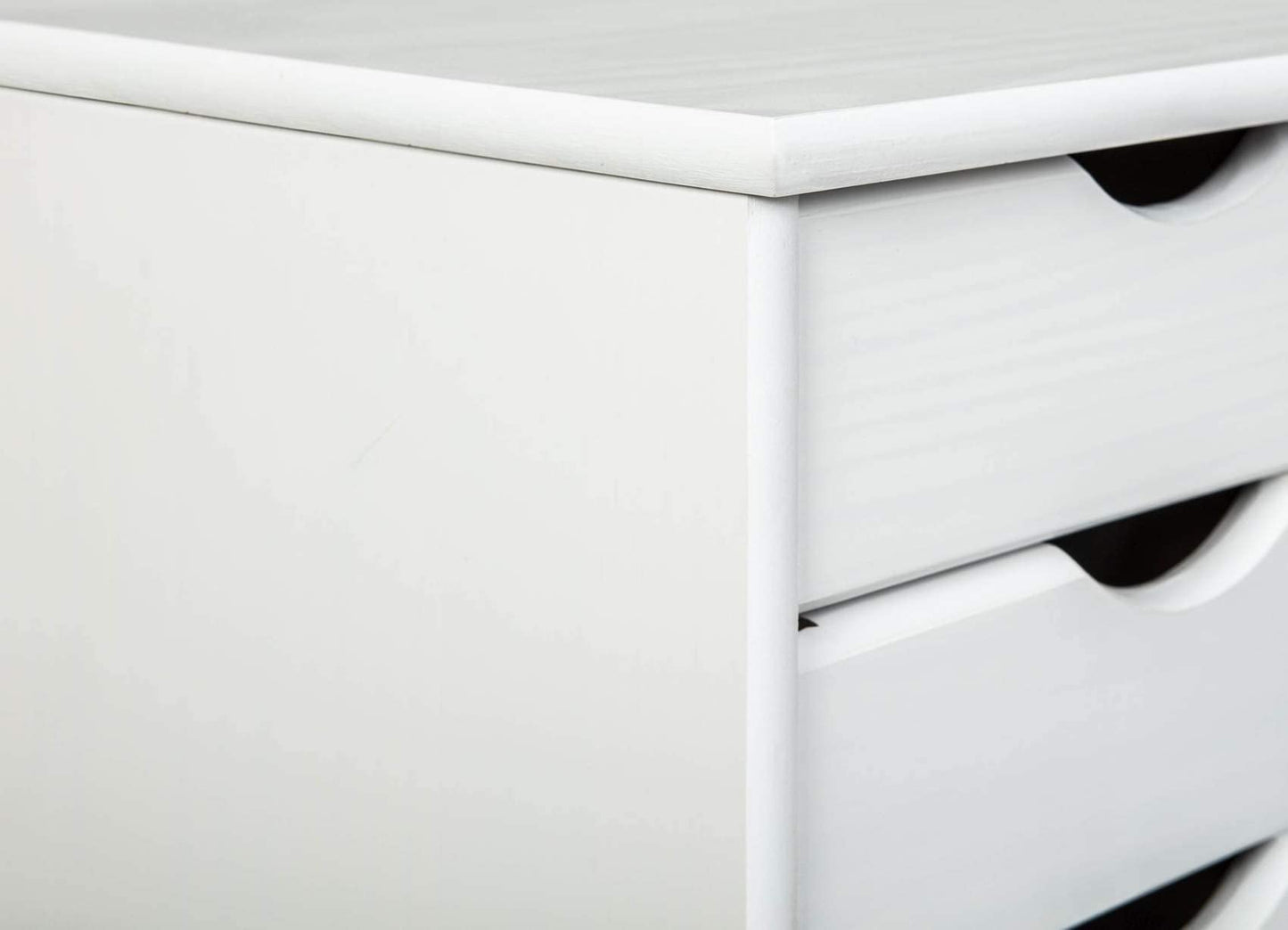 Inter Link – Rollcontainer – Rollcontainer mit 6 Schubladen – Bürocontainer - Rollschrank – Rollwagen – Schubladenkommode - Massiv Kieferholz – Weiß Lackiert - 35 x 40 x 65 cm - Simon