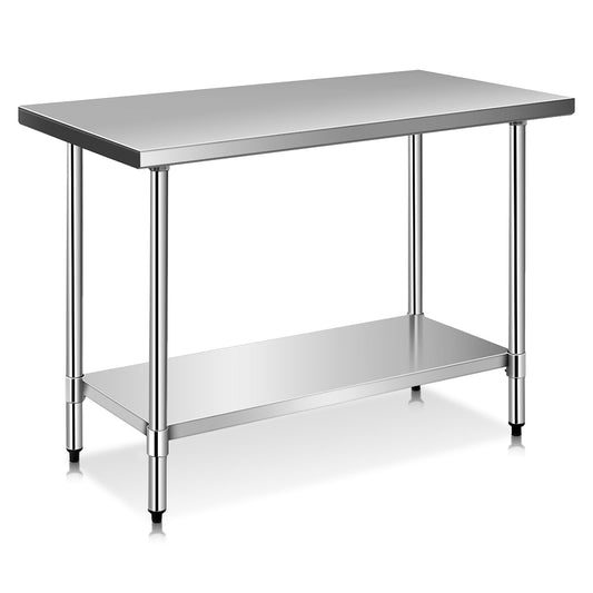 GIANTEX Edelstahl Arbeitstisch 2 Ebenen, Küchentisch Edelstahltisch mit höhenverstellbarer Ablage, Küche Lebensmittel Zubereitungstisch, verstellbare Füße, Gastro Tisch Ablagetisch 122x61x90 cm