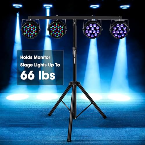 4 Stücke 36 LED Par Strahler Bühnenlicht mit Lichtstativ, 72W Discolicht Partylicht mit Fernbedienung, RGB DMX512 7 Modi Beleuchtung Partylicht Lichteffekte für Party Bar Stage Feste Show Weihnachten