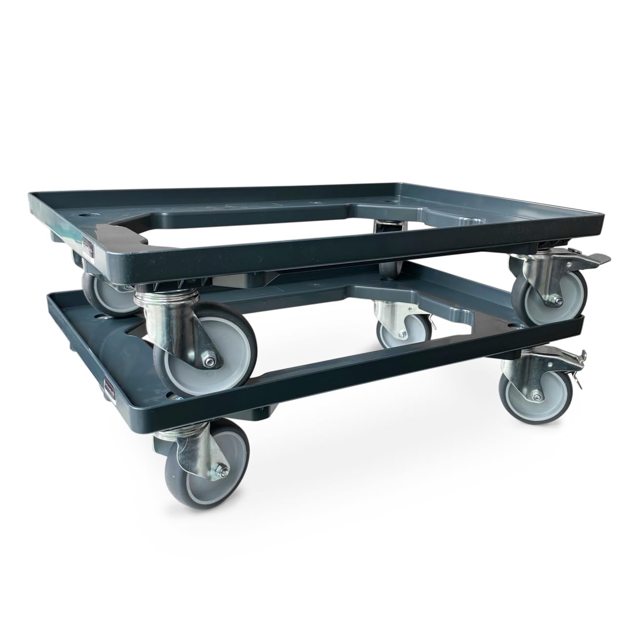 HEMMDAL Eurokasten-Roller mit Kunststoffrahmen 2er Set | 250 kg Tragkraft | HxBxT 170 x 615 x 415 mm | anthrazit | ABS Kunststoff | stapelbar | vollmontiert | Kratzfest | Transportroller