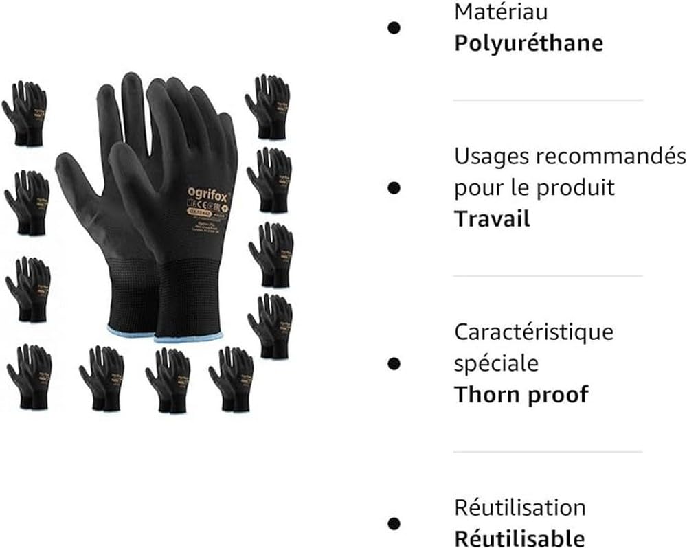 12 Paar PU schwarz beschichtet Nylon Arbeitshandschuhe. Garten-, Builders, Mechaniker