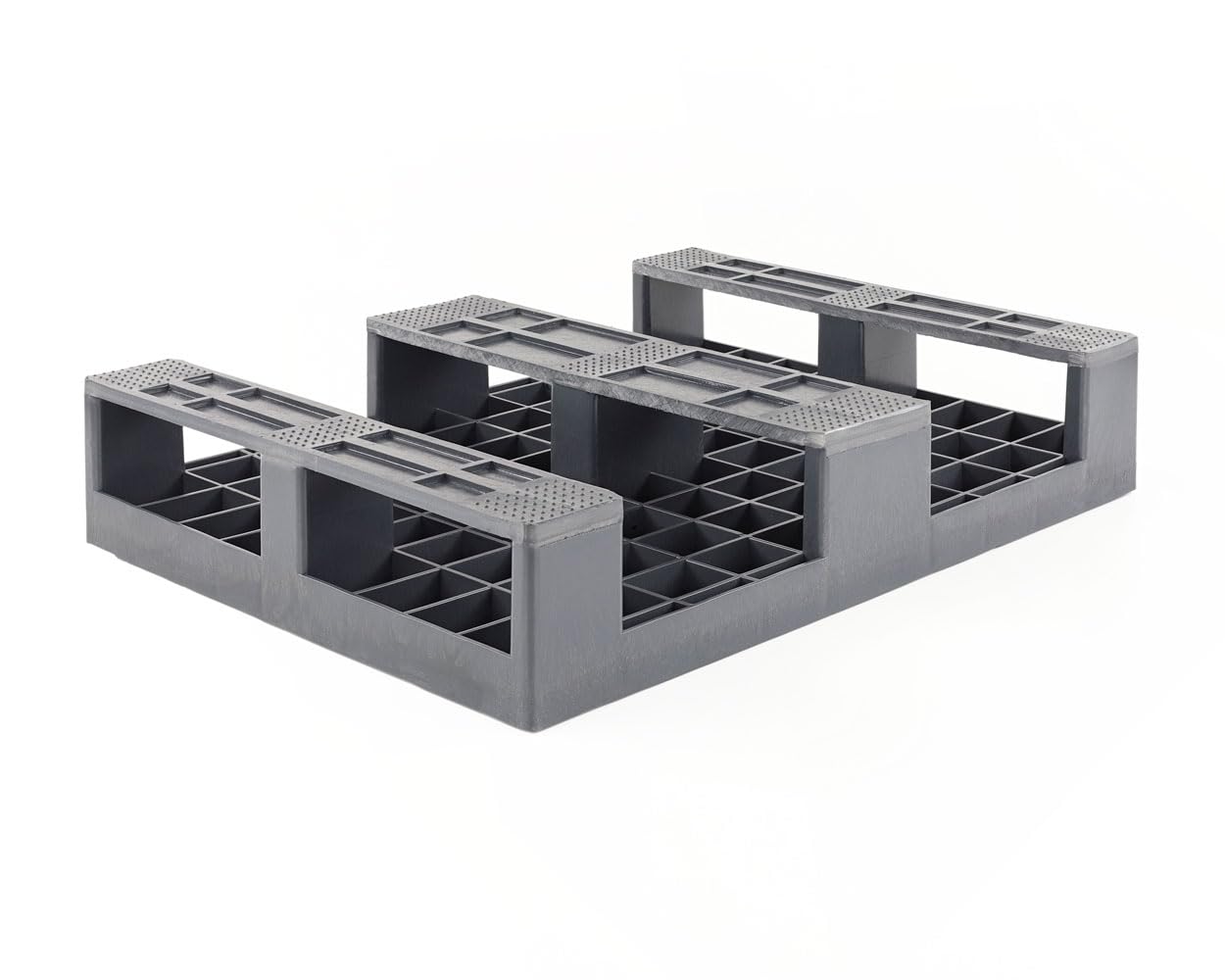 Kunststoff Halbpalette 80 x 60 im halben Europaletten-Maß | bis 2.500 kg statische Traglast | 3 Kufen | 800 x 600 mm | schwarz | ohne Holz (1, Anti-Rutsch-Oberfläche, schwarz)