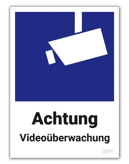 Videoüberwachung Aufkleber DIN 33450, 10x14cm, Videoüberwacht, 5 St., Achtung Videoüberwachung