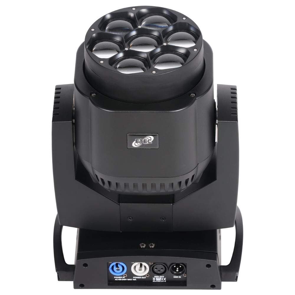 ETEC Professional LED Mini Eye 7 Moving Head Set mit Flightcase Beam Rotation Zoom DMX Bühnenbeleuchtung Veranstaltung Lichteffekt Discothek Club DJ Party