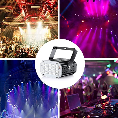 Mini Stroboskop Licht, 48 LED Disco Licht Partylicht Strobe Light mit Fernbedienung, Sound Aktiviert Flash Speed Control RBG Blitzlichter für DJ Bar Weihnachten Halloween Show Club Karaoke Zubehör