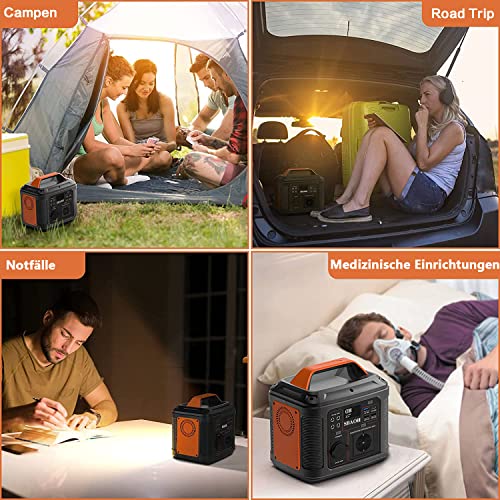 Tragbares Power Station 300W, SBAOH 296Wh Generator Schnellladung-230V AC Steckdosen/DC Ports und LED Taschenlampe,Mobile stromgenerator für Reise/Camping/Outdoor