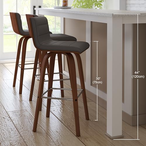 Armen Living lcvibagrwa30 Vienna 76,2 cm Bar Höhe Barhocker in GRAU Kunstleder und Walnuss Holz-Finish