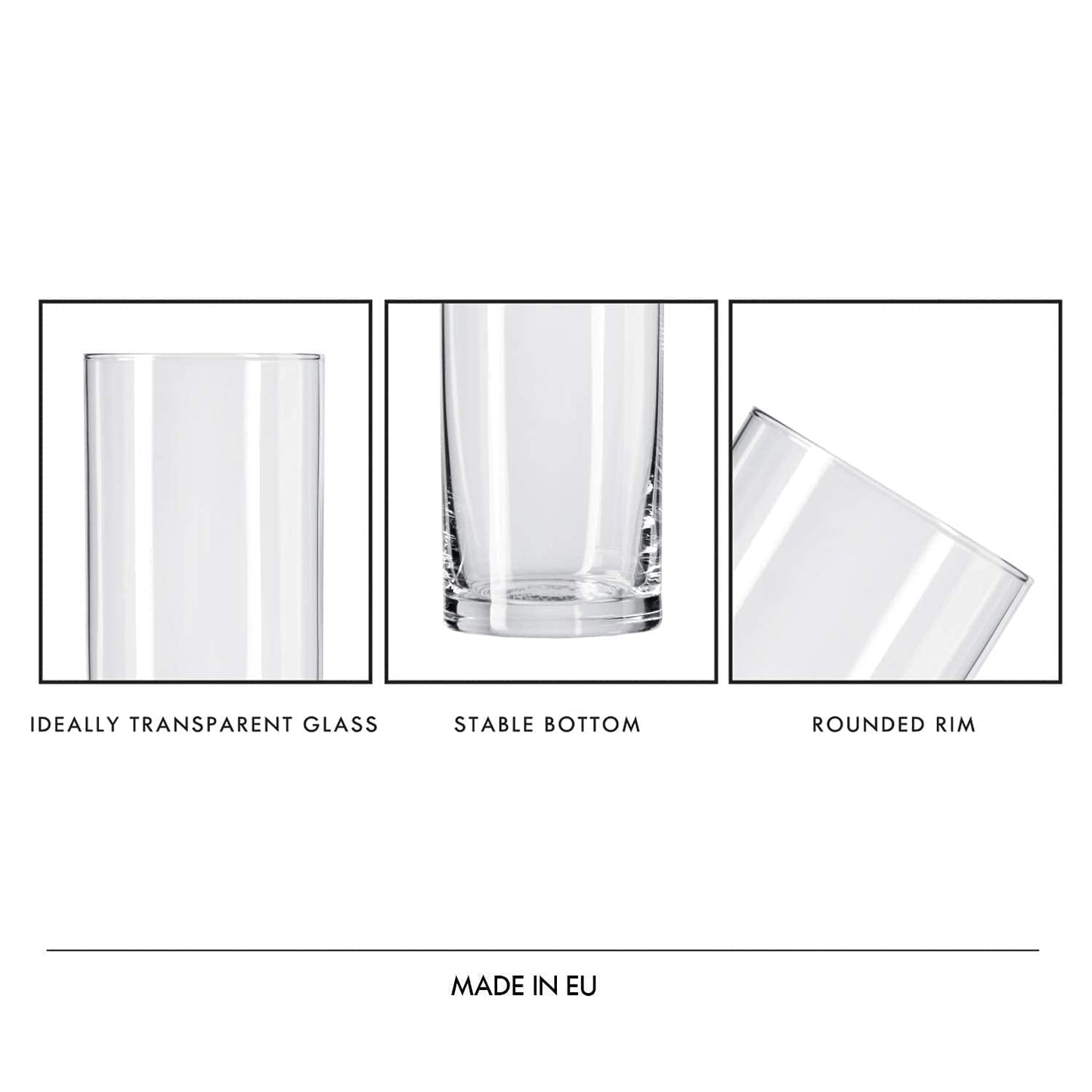 Krosno Getränke Glas Wassergläser, zartes, leichtes Glas| 6-teiliges Set | 200 ml | Pure Kollektion | Perfekt für Zuhause, Restaurants und für Partys und Veranstaltungen | Spülmaschinenfest