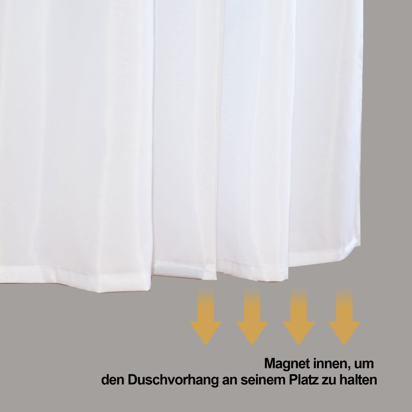 YISURE Duschvorhang 200x200 Weiß Antischimmel, Textil Polyester Stoff Duschvorhang mit Magnet für badewanne wasserabweisend maschinenwaschbar, Breite 200 x Höhe 200cm