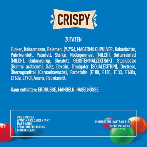 M&M's Crispy, Schokoladen Großpackung, 24 x 36g, Knusprige Schokolinsen