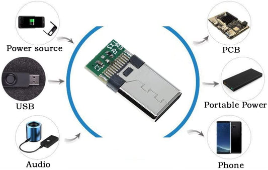 PENGLIN 10 STÜCKE USB 3.1 Typ C Stecker 24 Pins Stecker Adapter zum Löten von Draht und Kabel 24P PCB Board Support-Modul