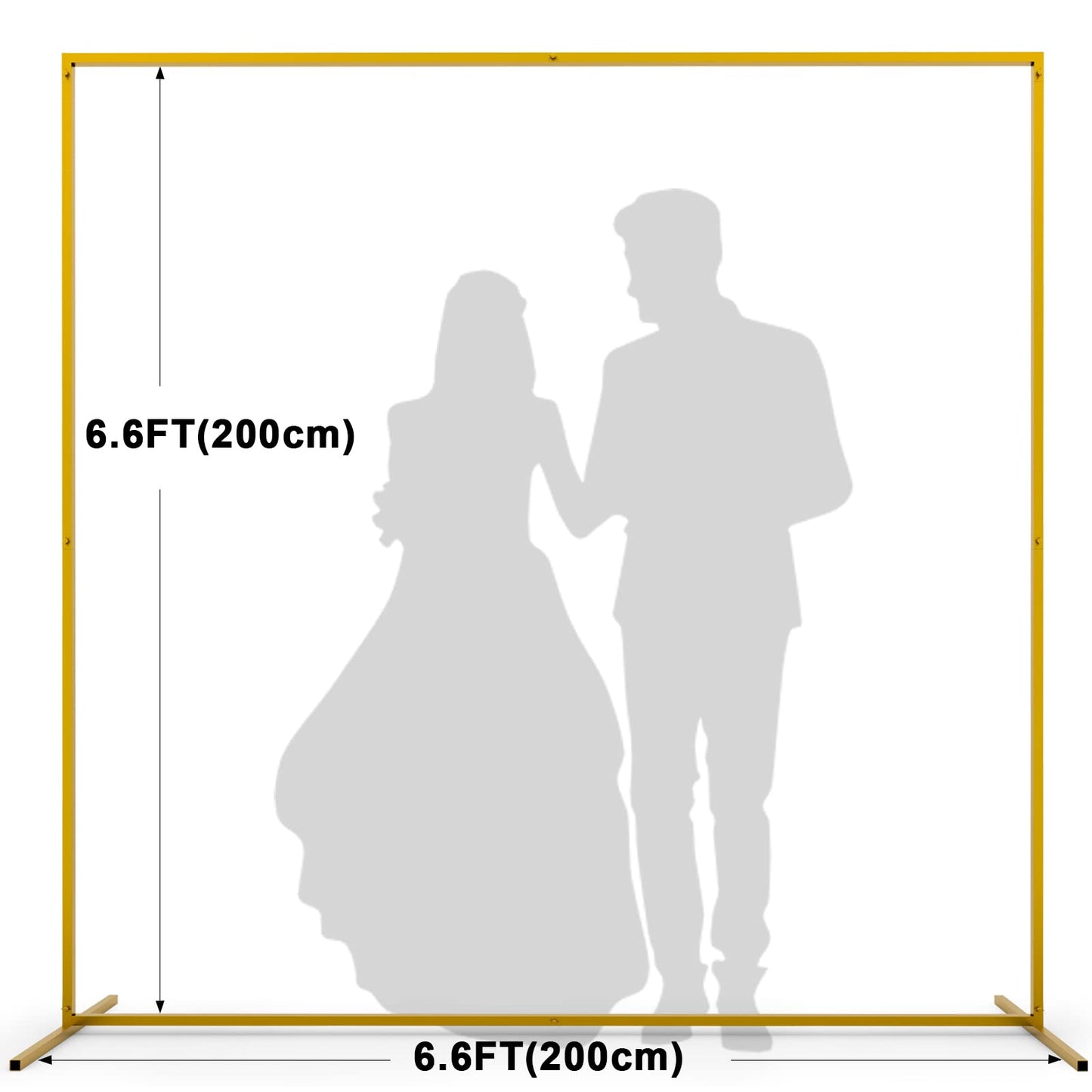 Goldener Hochzeitsbogen für Zeremonie, 2M x 2M Metall-Ballonbogenständer-Set, Garten, Blumenbogen, Rahmen, Hintergrund für Jahrestag, Geburtstag, Party, Brautparty, Dekoration