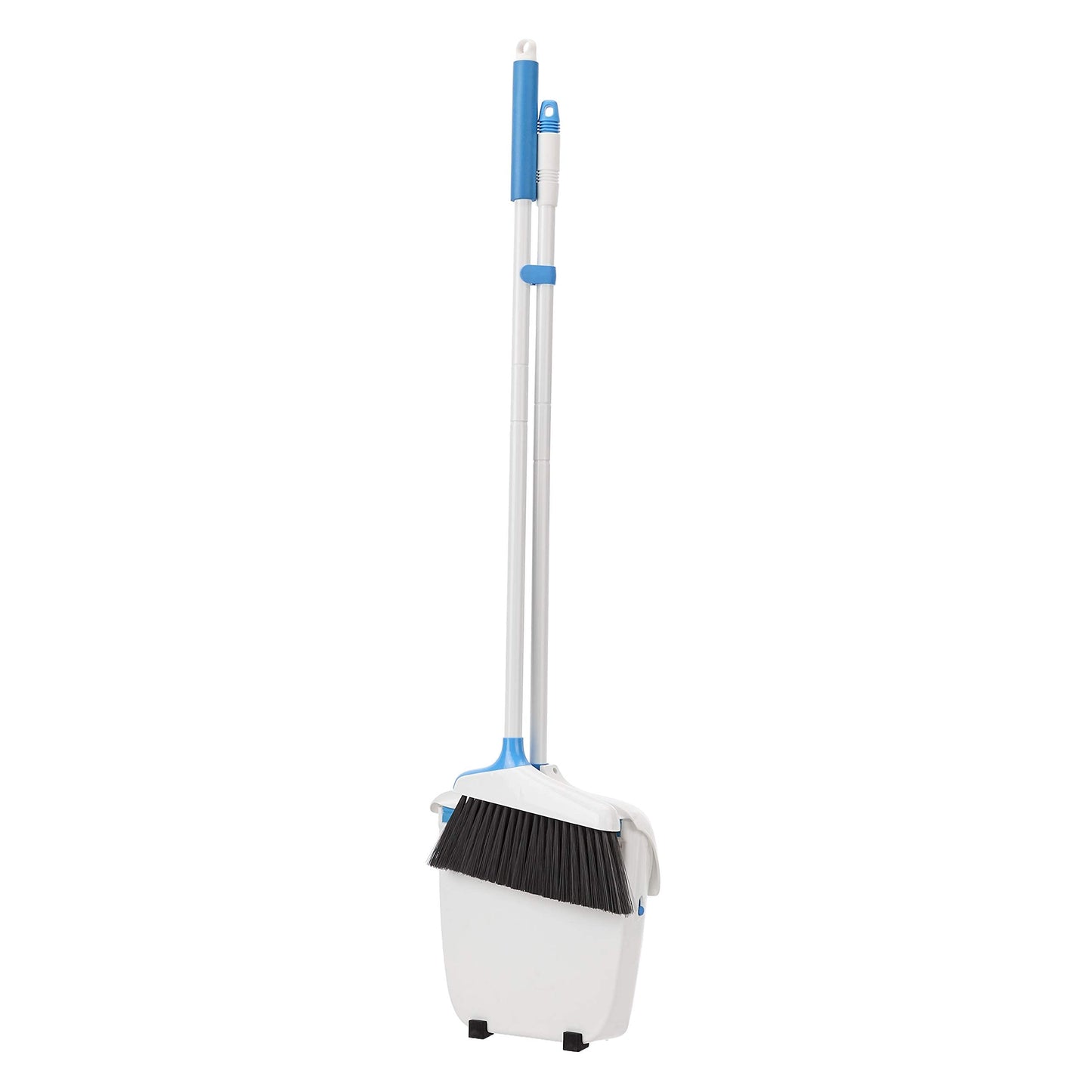 Amazon Basics - Besen mit Kehrschaufel mit Griff, Blau/Weiß, 43"/110 cm