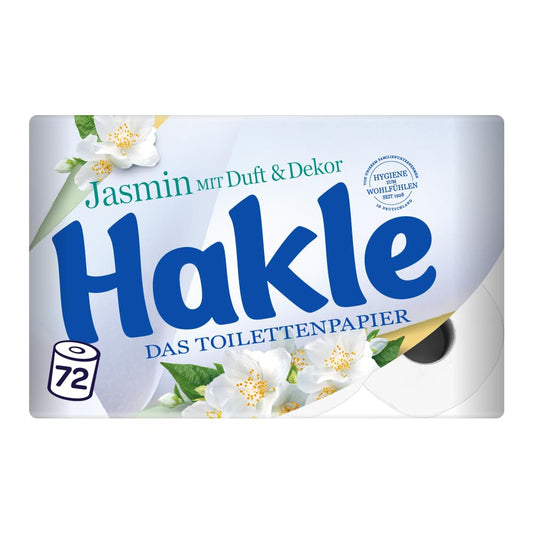 Hakle Toilettenpapier mit Jasminduft & Dekor - 72 Rollen, 3-lagiges Klopapier, 130 Blatt pro Rolle, WC Papier mit 60% recycelte Verpackung, FSC-zertifiziert