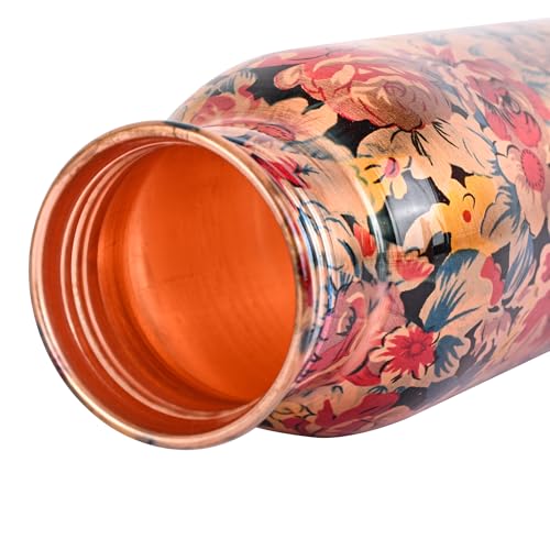 Zap Impex Travellers reines Kupfer Wasserflasche Graphic Design für ayurvedische Vorteile Wasserflasche Joint Free, 900 ml