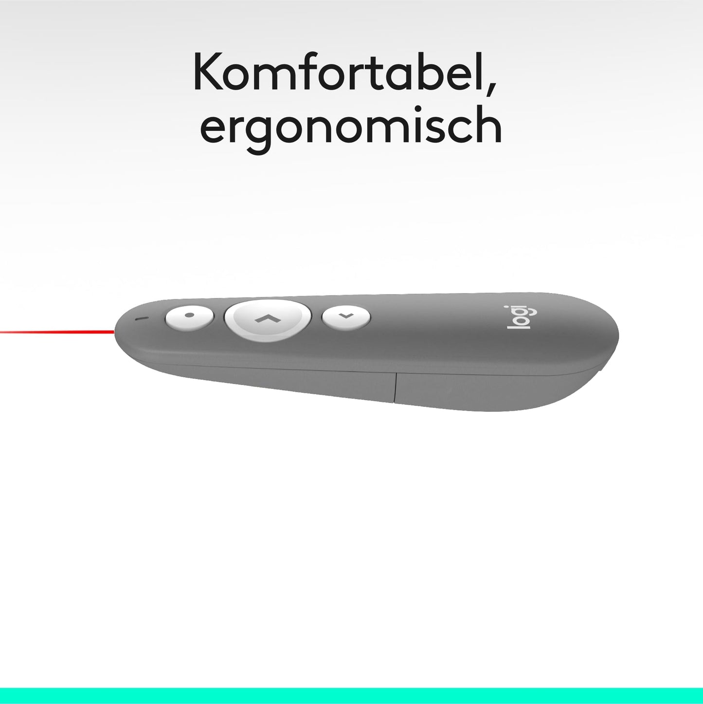 Logitech R500s Presenter mit Laser Klasse 1 für Bluetooth und USB – Universell kompatibel, 20 Meter Reichweite, konfigurierbar, intelligente Batterienutzung mit 12 Monaten Laufzeit – Hellgrau