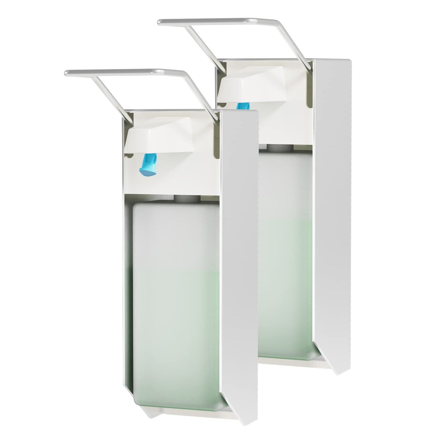 ITAX-WORLD Eurospender 1000ML 2 Packungen, Seifenspender Wandbefestigung, Seifenspender Mit Ellbogendruck Für Desinfektionsmittel Und Handseifen, Weißer Seifenspender, Aluminium