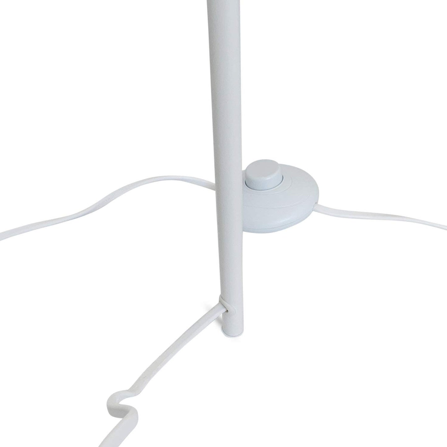 mojoliving Stehleuchte Stativ aus Metall für das Wohnzimmer Schlafzimmer Deko Tripod Retro Studio Design Stehlampe mit Dreifuss Gestell (Stativ Weiss Schirm Weiss)