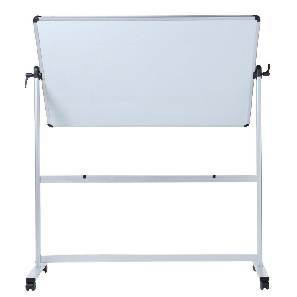 VIZ-PRO Doppelseitiges Magnetisches Drehbares Mobiles Whiteboard, Aluminiumrahmen & Ständer, W110xH75 cm