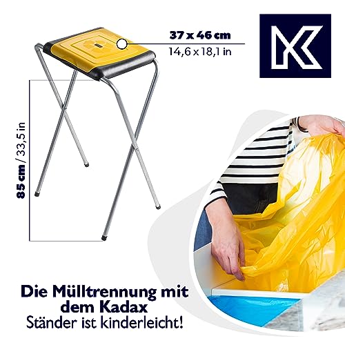 KADAX Ständer für Mülltrennung, stabiler Müllsackhalter mit Kunststoffdeckel, Müllsackständer, Abfallbehälter, Müllbeutelhalter, Müllständer (Einzeln, Gelb)